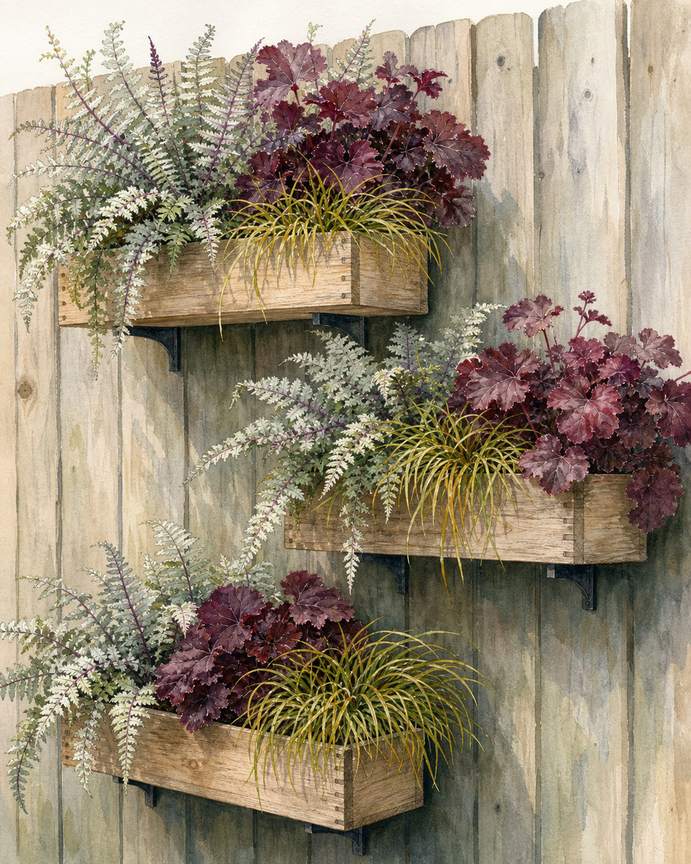 8. Use Slim Wall Boxes for a Shady North-Facing Fence — AI concept illustration