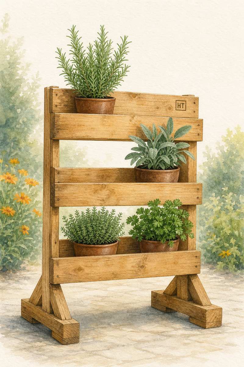 2. Build a freestanding pallet herb wall — AI concept illustration