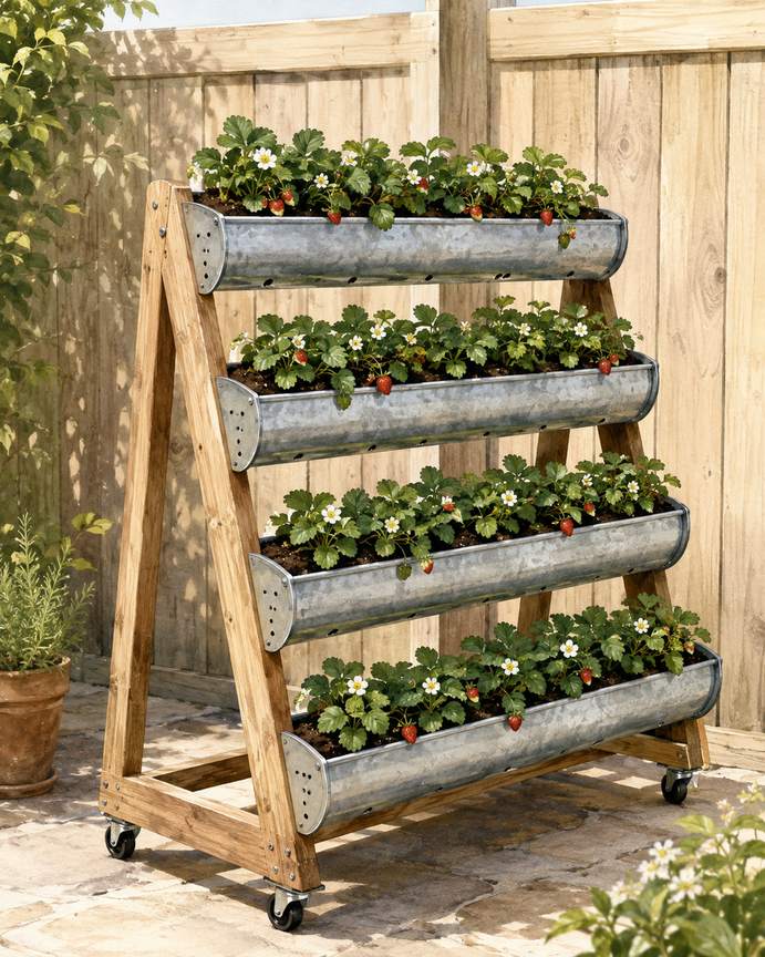 4. Mount Rain Gutters on a Movable A-Frame — AI concept illustration