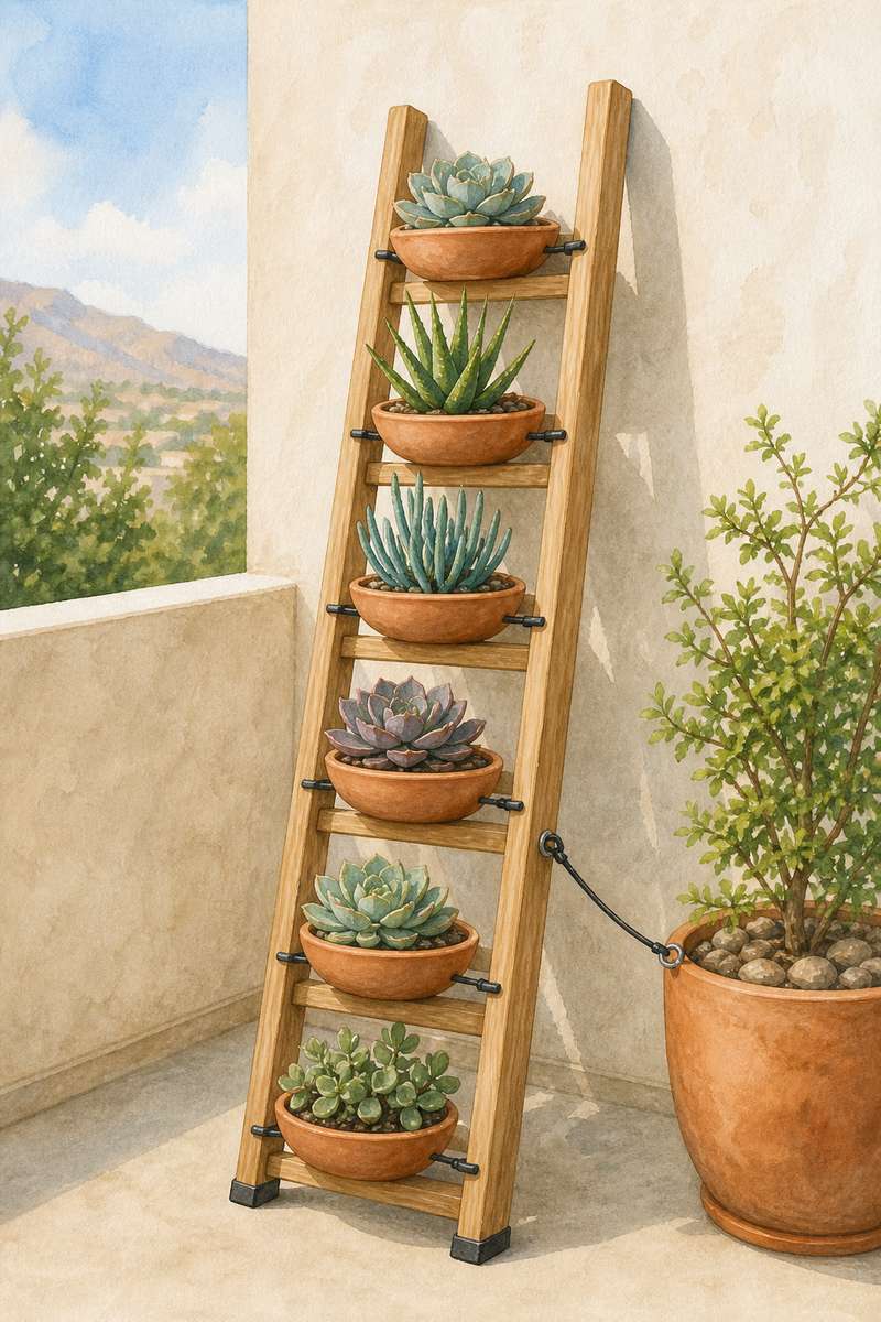 1. Lean a cedar ladder against the wall — AI concept illustration